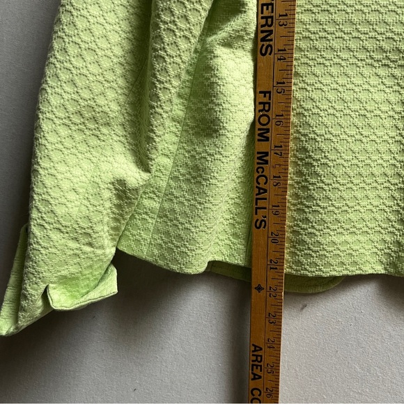 Nina Mclemore textured apple green cuffed silk lined blazer Sz 4 - Picture 6 of 8